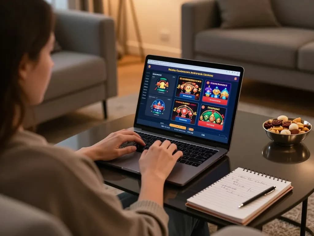 Migliori casino europei online showcased in a cozy home gaming setup with laptop and strategy notes.