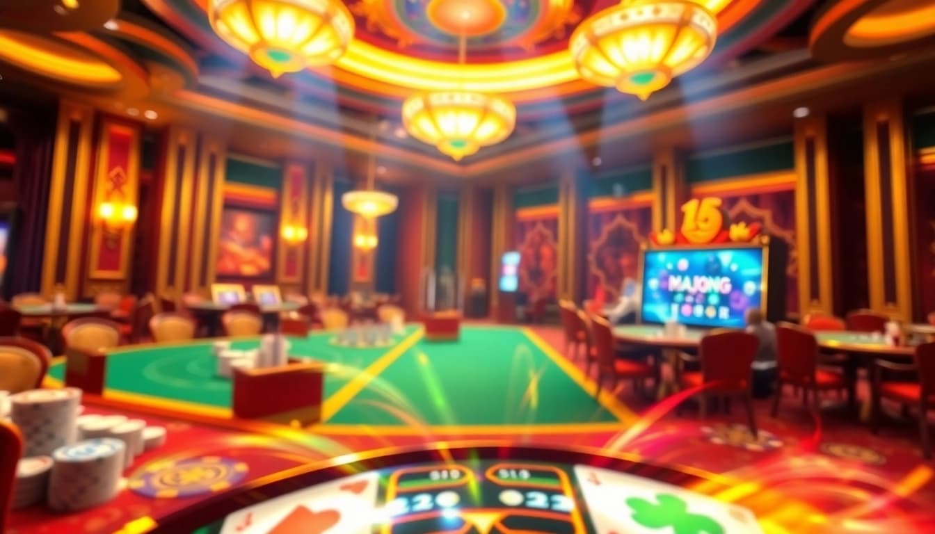 Play the exciting mahjong slot demo featuring colorful graphics and casino atmosphere.