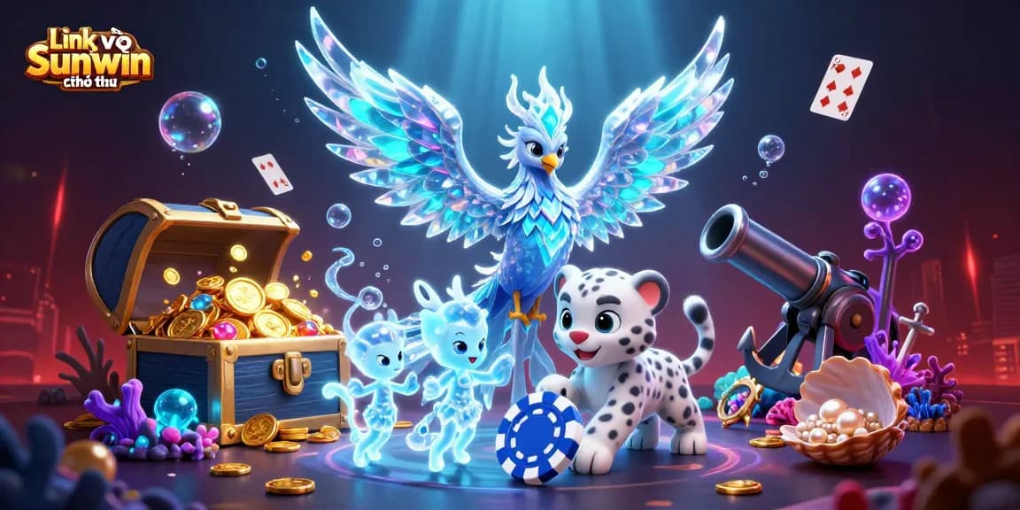 Experience the thrill of gambling with Link vào Sunwin chính thức in this vibrant 3D casino scene.
