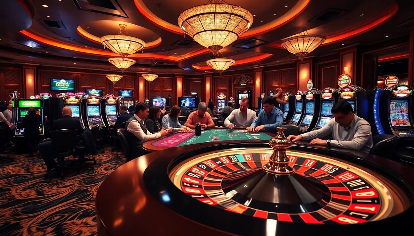 Découvrez un site de casino en ligne palpitant avec des joueurs dynamiques à une table de roulette élégante.
