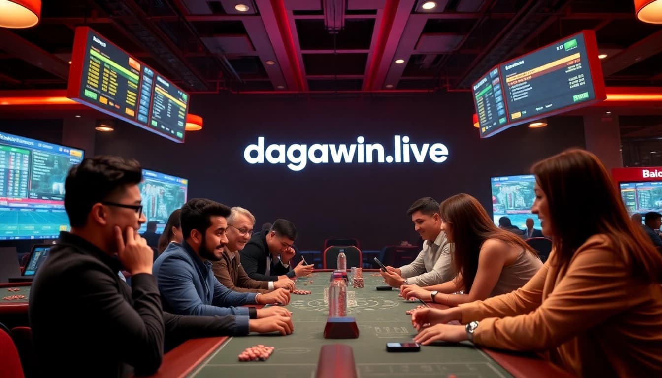 Diverse players enjoying live gambling experiences at dagawin.live casino, highlighting excitement and engagement.