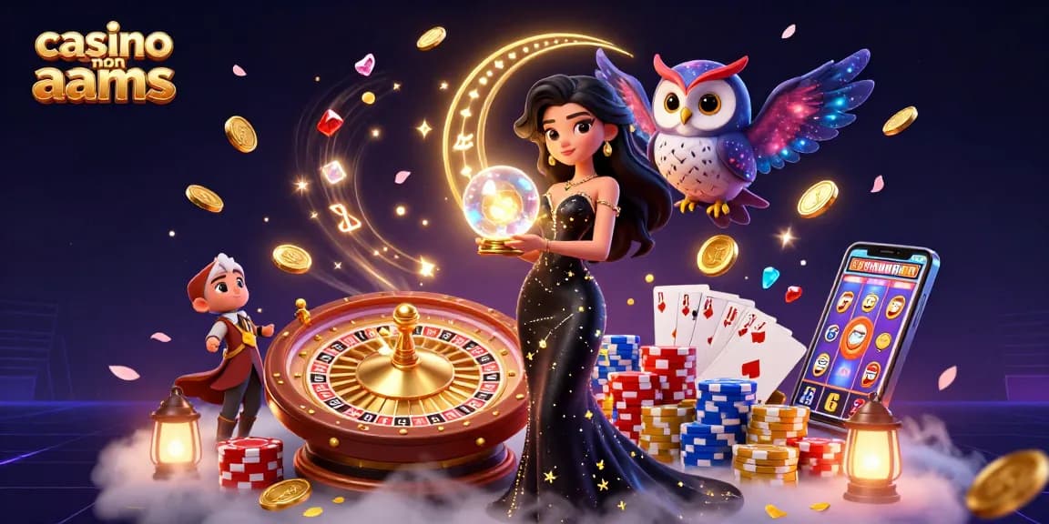 Scopri la magia dei casinò non AAMS con un'illustrazione mozzafiato di una scena mistica piena di elementi vibranti.
