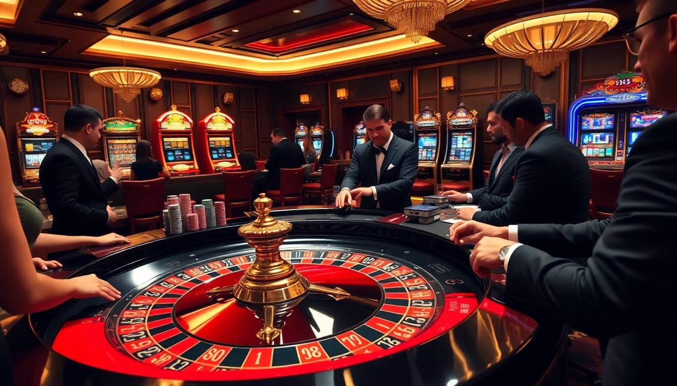 Catch the thrill of a roulette game at mb66.nyc, showcasing vibrant casino excitement and luxury.