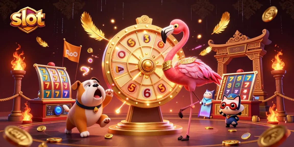 Spin slot reels and win big in an exciting casino illustration featuring vibrant characters.
