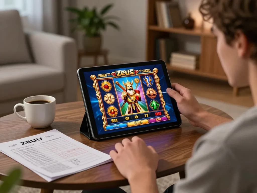 Permainan slot zeus yang menarik di tablet menampilkan pengalaman perjudian online yang strategis.