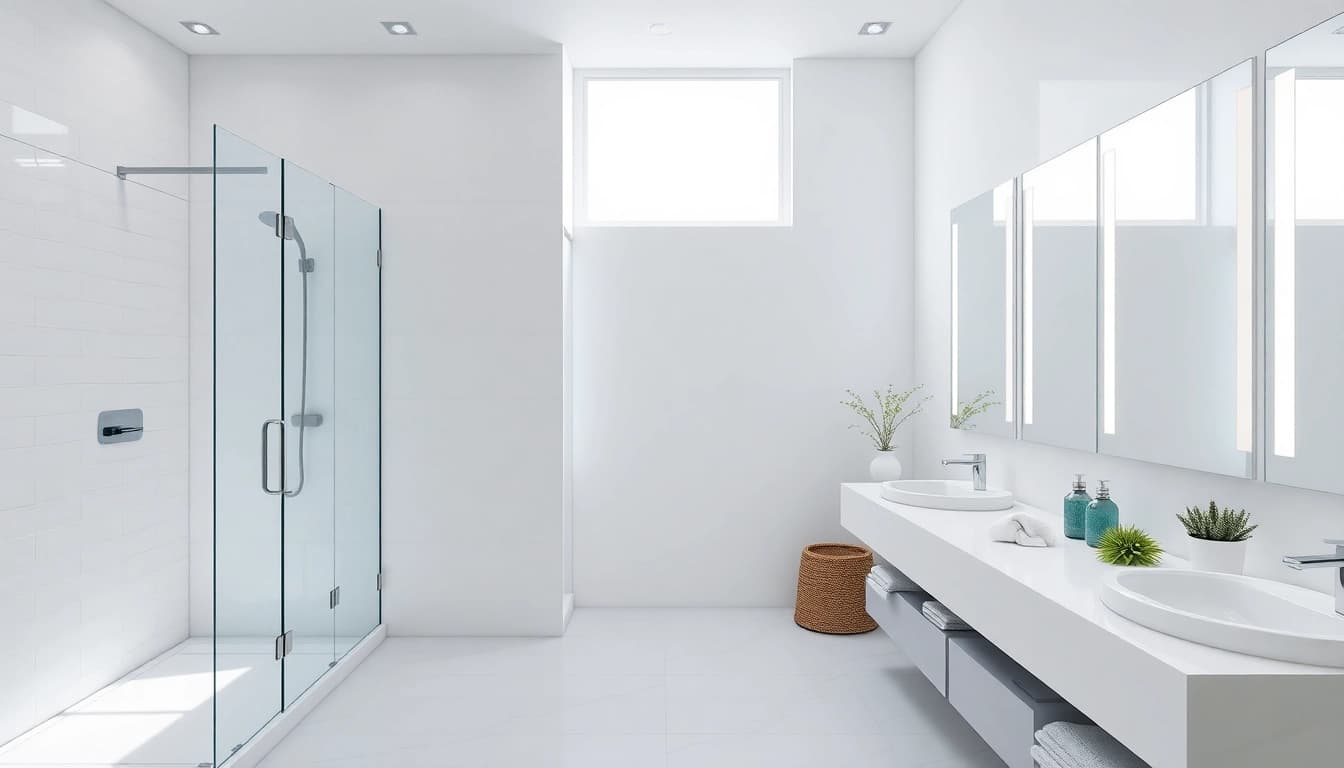 Mettre en valeur sirhona fr avec des cabines de douche modernes et des miroirs LED stylés.