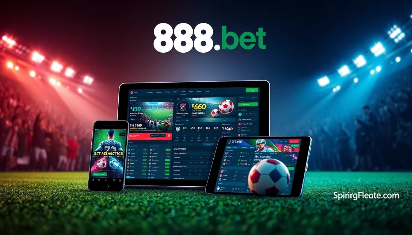 Experience online sports betting excitement with 888b.bet, featuring a modern platform design and dynamic match visuals.