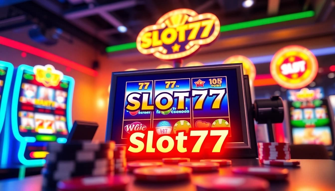 Mainkan Slot77 di antarmuka mesin slot online modern dengan grafis bersemangat.