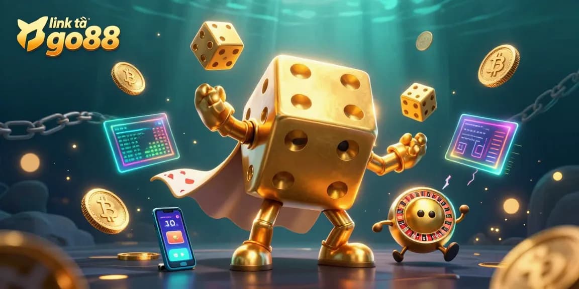 Engage with link tải go88 via the unique online casino illustration showcasing thrilling gaming elements.