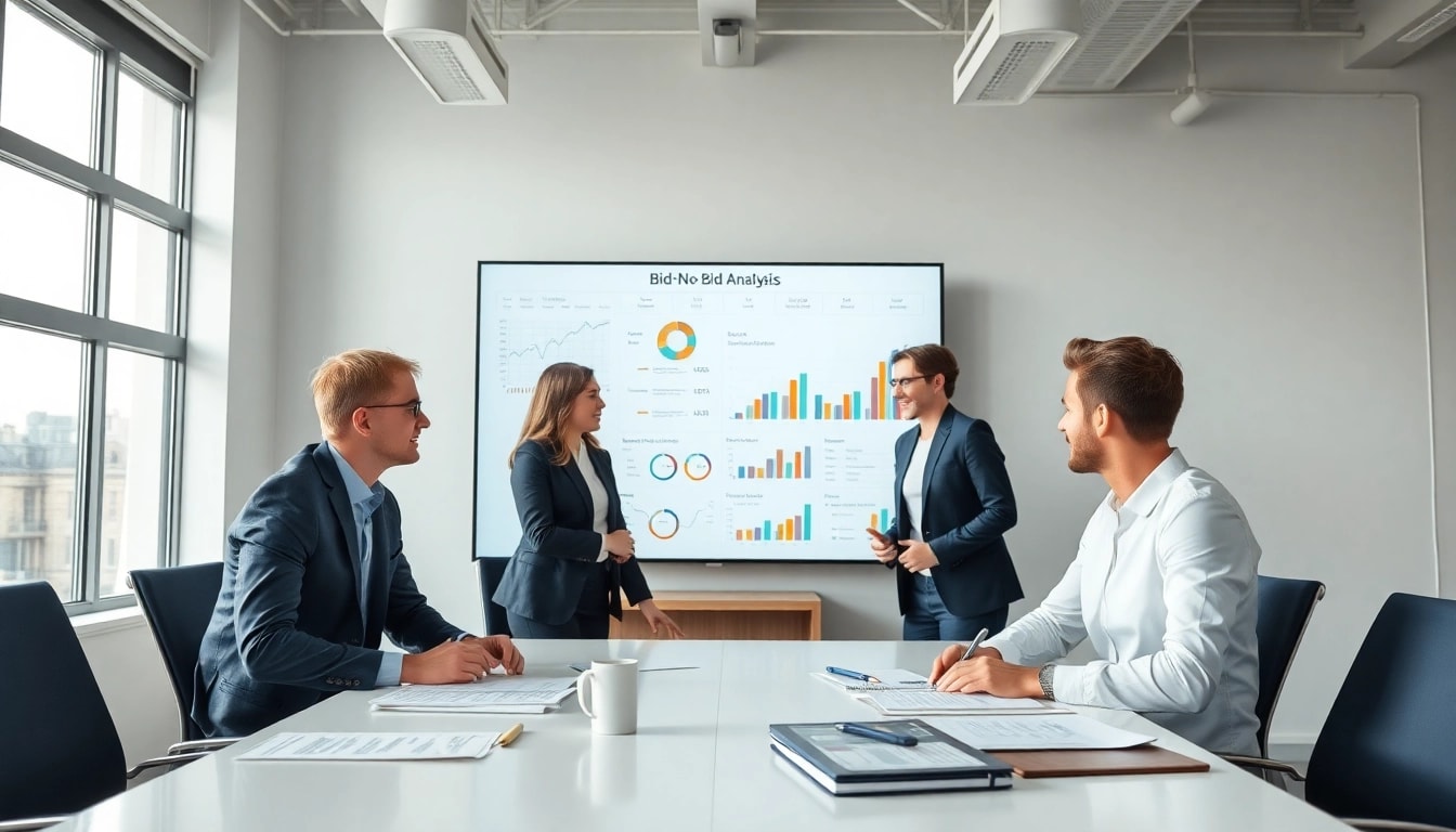 Conducting Bid-No-Bid Analysis in a professional workspace to enhance decision-making.