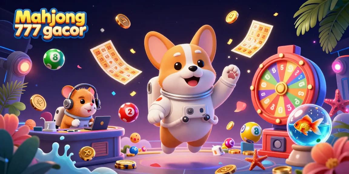 Experience the excitement of mahjong 777 gacor with this vibrant casino-themed illustration featuring dynamic characters and gaming elements.