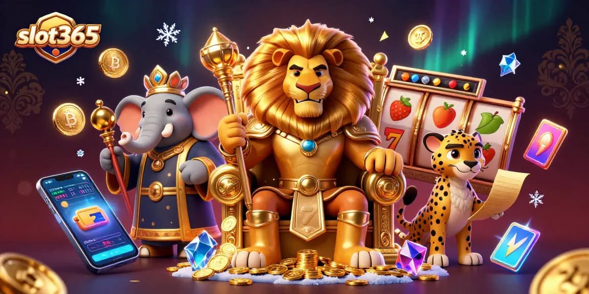 Experience exciting gameplay with slot365 surrounded by colorful slot reels and jackpot symbols.