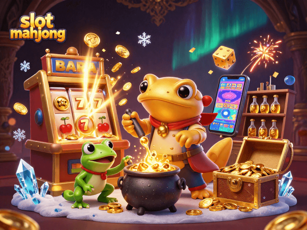 Gulungan slot mahjong yang berputar dengan hadiah jackpot dan banyak scatter yang berkilau.