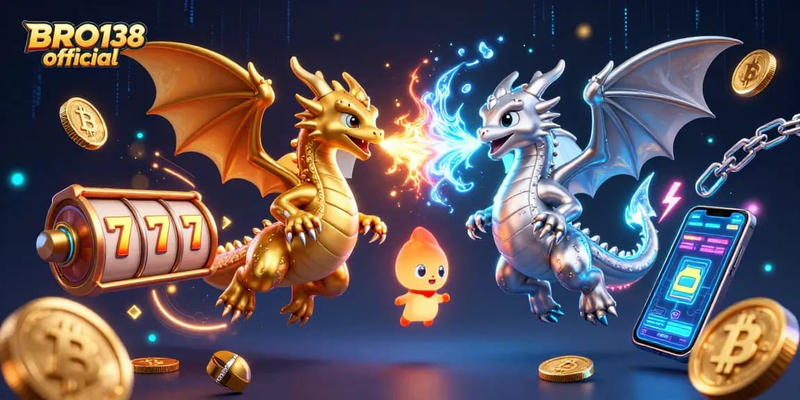 Experience thrilling slot action with BRO138 official, featuring dragons and digital coins.