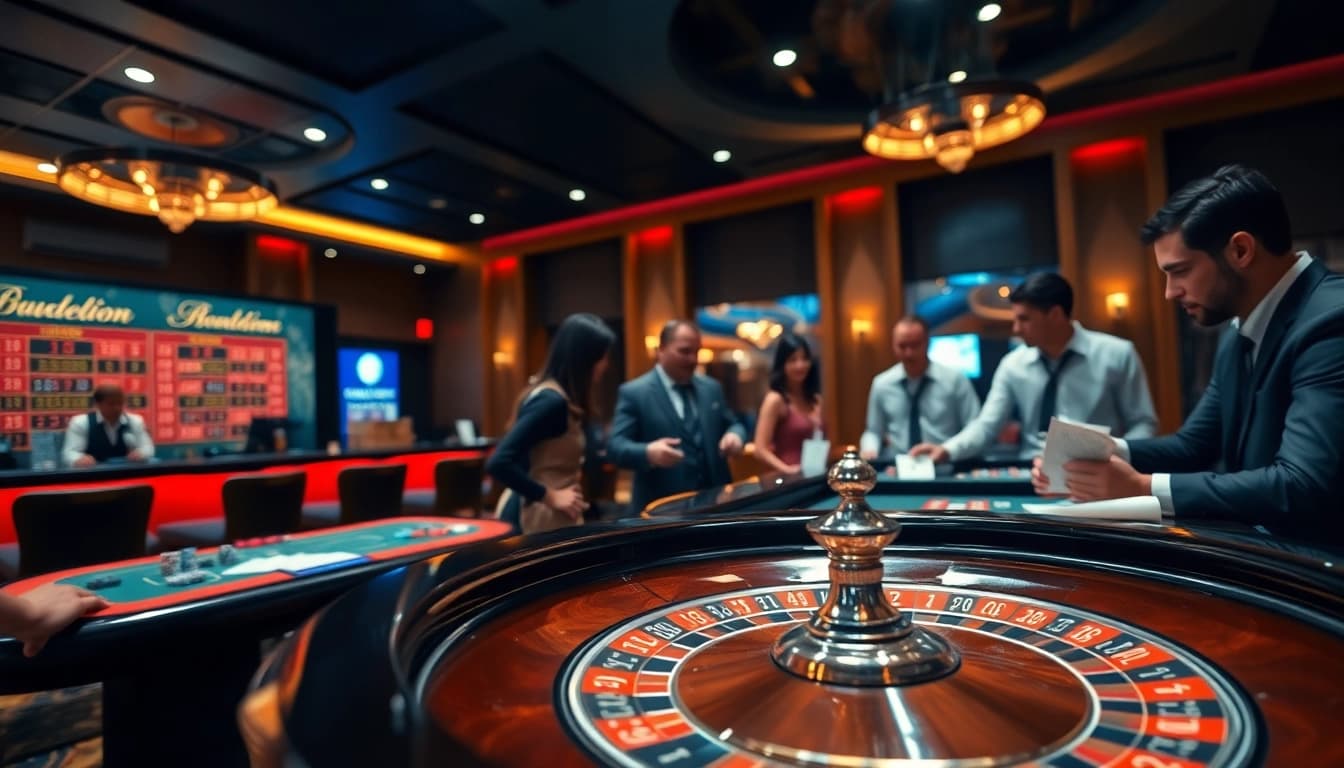 www.comedimagrirek.com/dimagrire-in-pochi-giorni menampilkan suasana kasino yang hidup dengan tabel roulette.