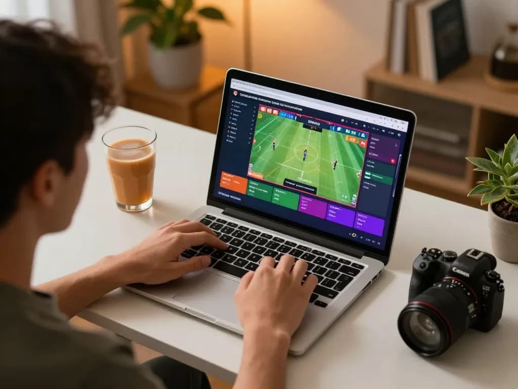 Engaged player using trangcacuocbongda platform to place bets during live sports events.