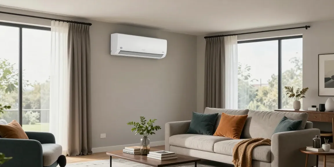 Stylish living room featuring a mini split of air conditioner providing efficient cooling