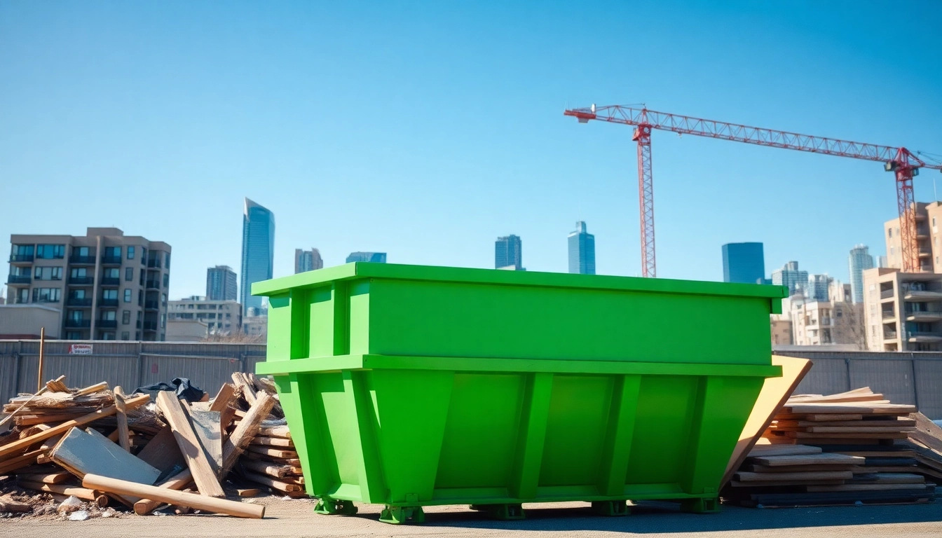 Efficient dumpster rental service Edmonton AB with large dumpster in an urban environment.