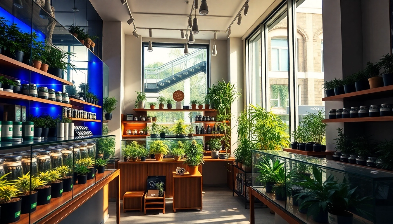 Visitez le Cannabis Shop à Madrid avec ses produits soigneusement présentés et un intérieur chaleureux.