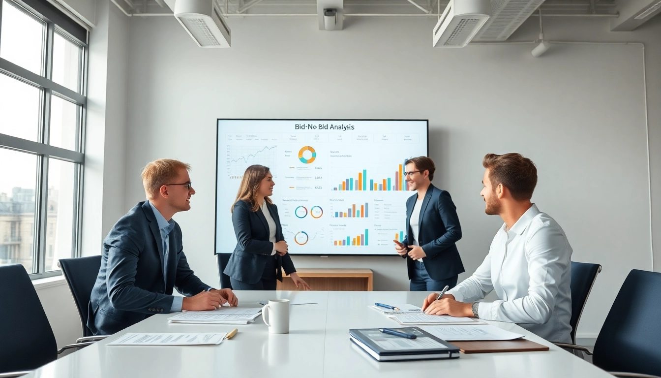 Conducting Bid-No-Bid Analysis in a professional workspace to enhance decision-making.