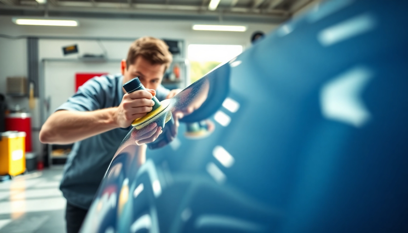Expert auto detailing Cleveland TN enhances a car's shine in a professional workspace.