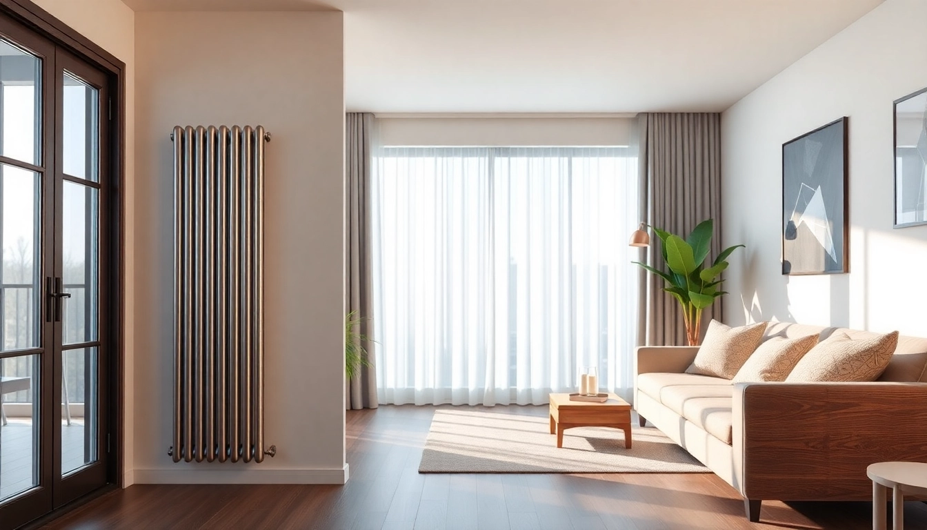 Heizkörper als elegantes Designelement in modernem Wohnzimmer präsentiert