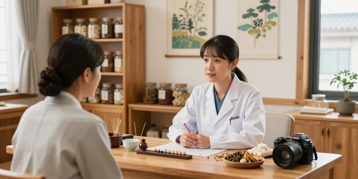 Consultation at 수원한의원 showcasing a holistic health environment with herbal medicine.