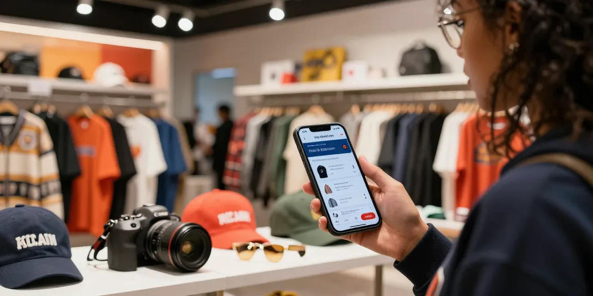 A trendy shopper exploring fashion replicas from https://shs-dome5.com/ in a stylish urban setting.