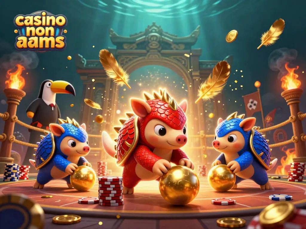 I pangolini rivalizzando nei migliori casino non AAMS, circondati da gettoni e luci brillanti.