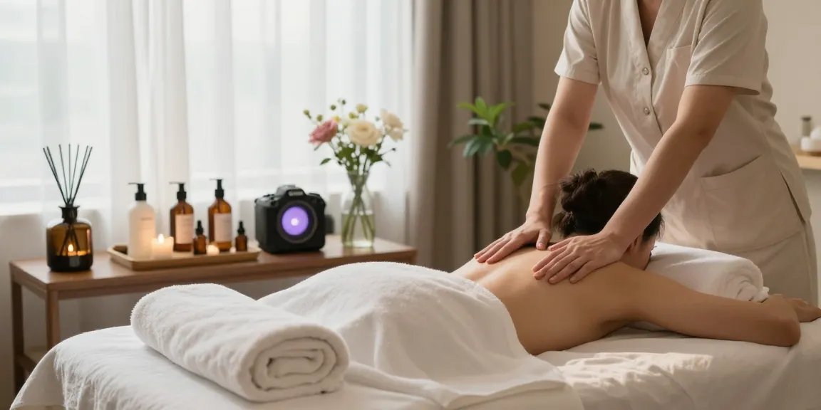 Relaxing massage therapy at a 1인샵 with calming ambiance and organic products