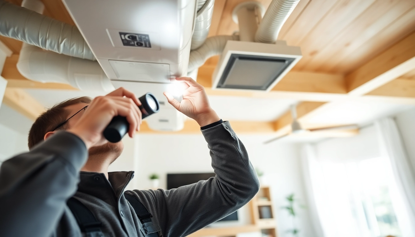 Dust removal during duct cleaning and HVAC inspection for improved air quality.