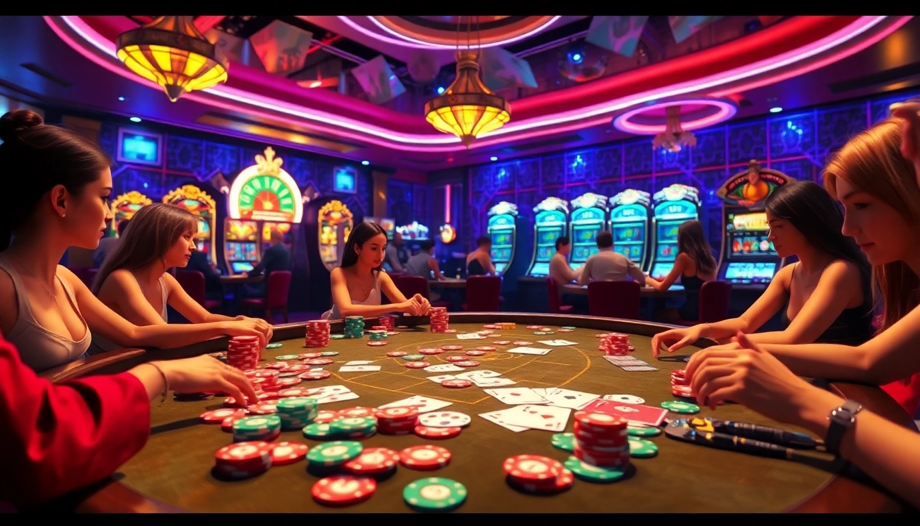 Players enjoying immersive experiences in sex games ai at a vibrant casino table.