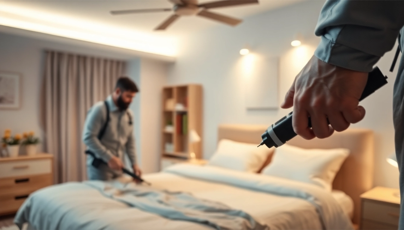 Implement affordable bed bug control with professional pest control technician in action.