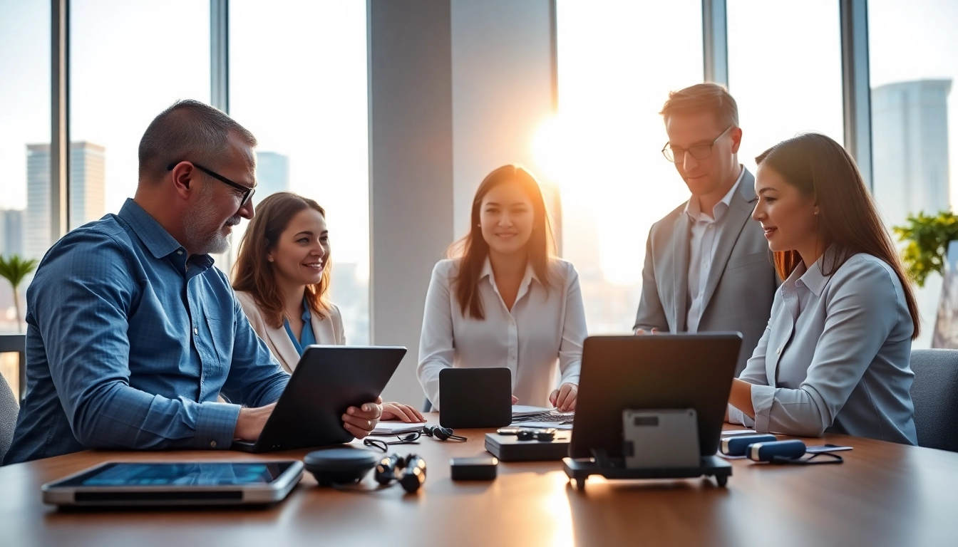 AI consulting company in UK team collaborating in a modern office environment.