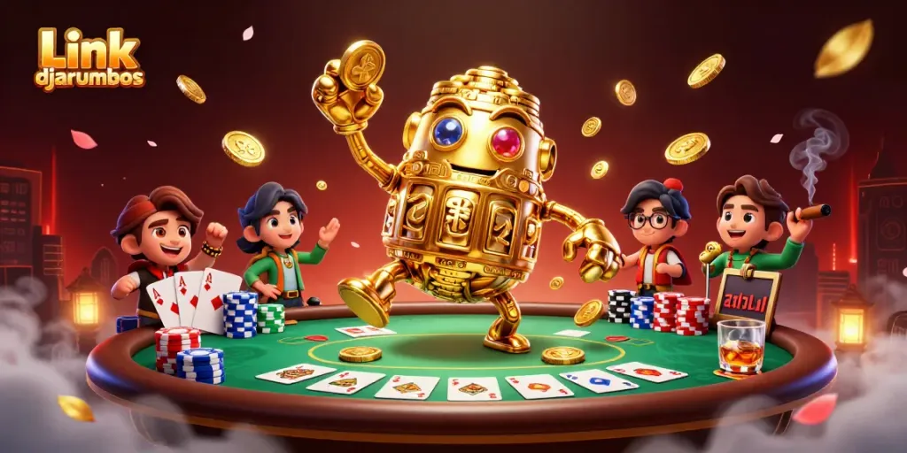 Experience the excitement of Link djarumbos with vibrant casino elements and engaging characters.