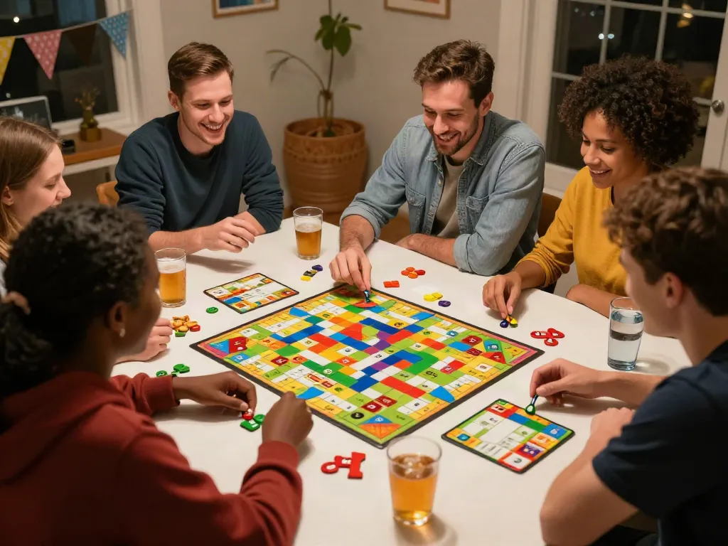 Cialis inspiring fun and connection during board game night with friends.