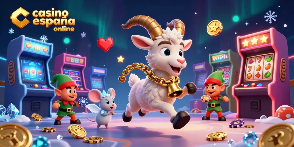 Juega en el casino españa online con la emoción de un Krampus y un ratón ángel en acción.