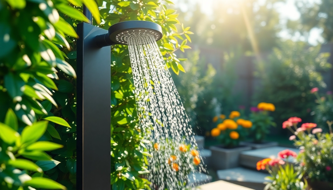 Enhance your outdoor space with sunny shower USA's stylish and modern outdoor shower design.