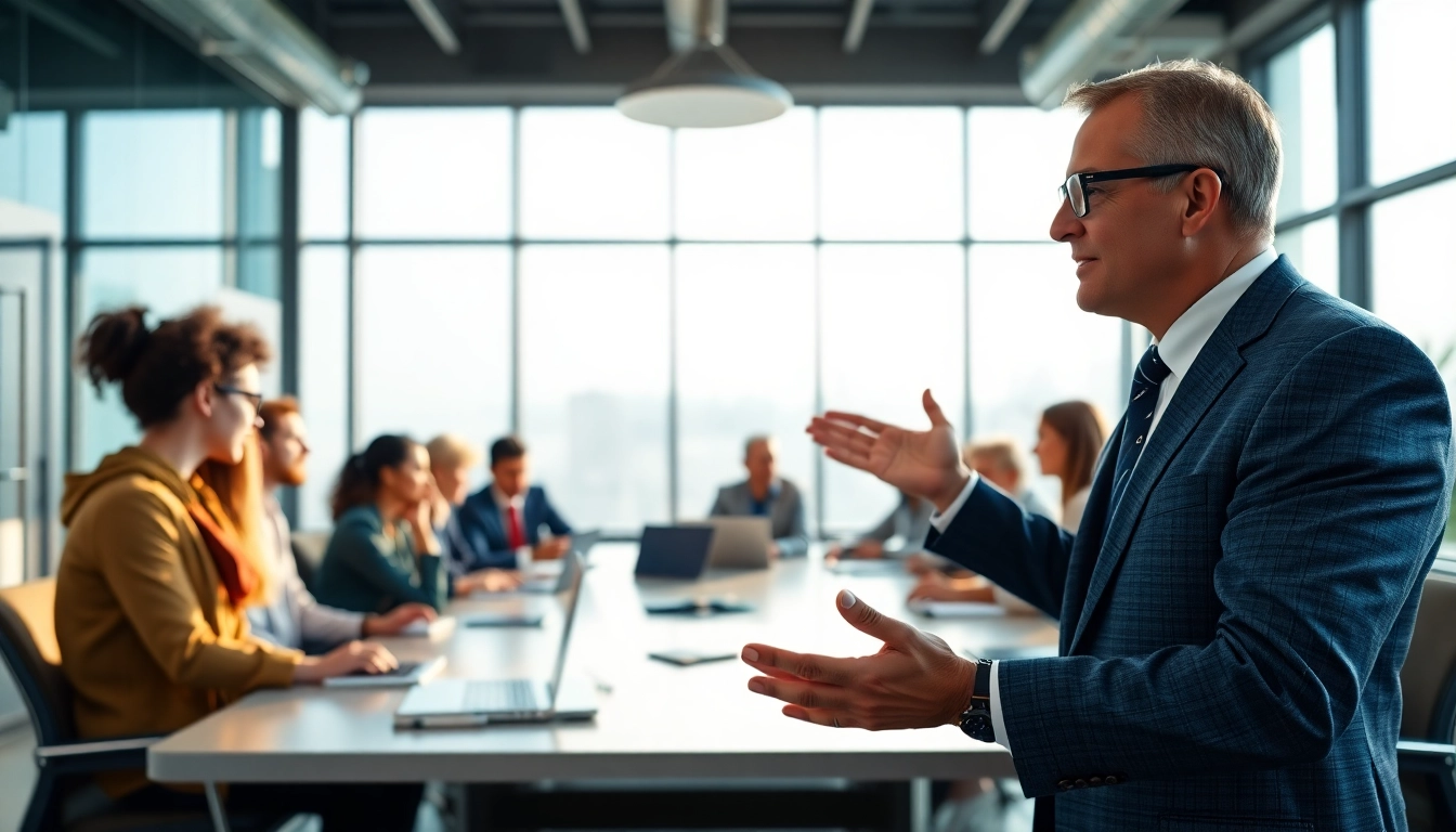 Leaders share founder leadership insights in a vibrant office environment focusing on collaboration.