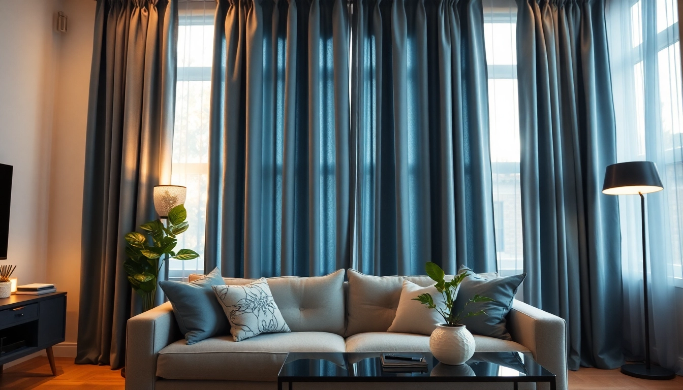 Verduisterende gordijnen in een stijlvolle woonkamer creëren een gezellige en relaxte sfeer.