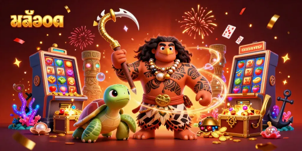 Experience the excitement of สล็อต with vibrant slot machines and magical characters in action.