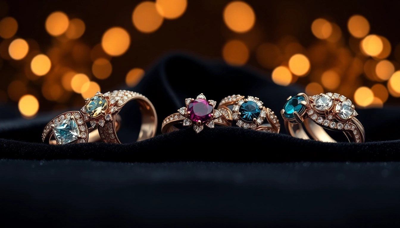 Admire stunning luxury rings, showcasing intricate designs and vibrant gemstones.