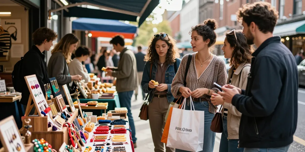 Dynamic urban shopping experience at https://forumup.org/shop/search.php?ca_id=&addr1=&addr2=&addr3=&schKeyword= featuring friends exploring colorful market stalls.