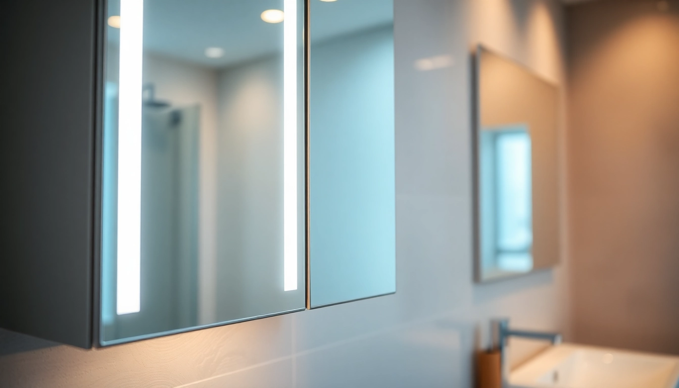 Illuminate your space with a mirrored bathroom cabinet with light featuring modern design.