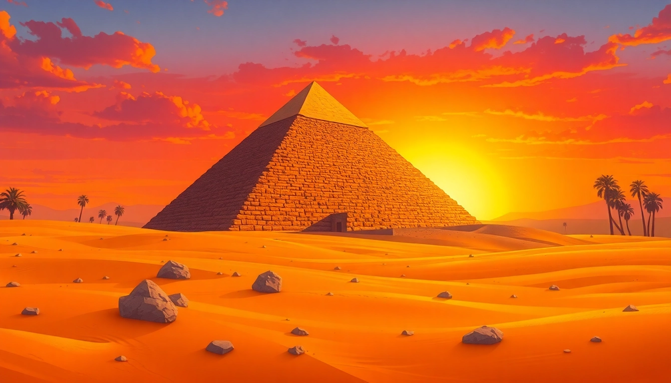 Explore the grandeur of the Great Pyramid of Giza at sunset for https://piraminds.com/.