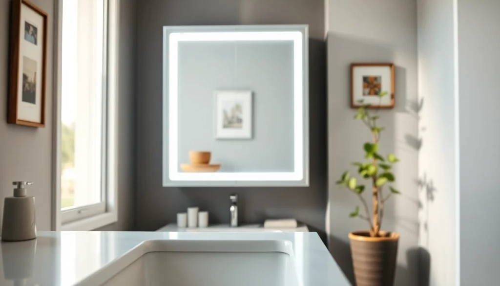 Eleganter spiegelschrank led mit sanfter Beleuchtung und modernem Design im Badezimmer.