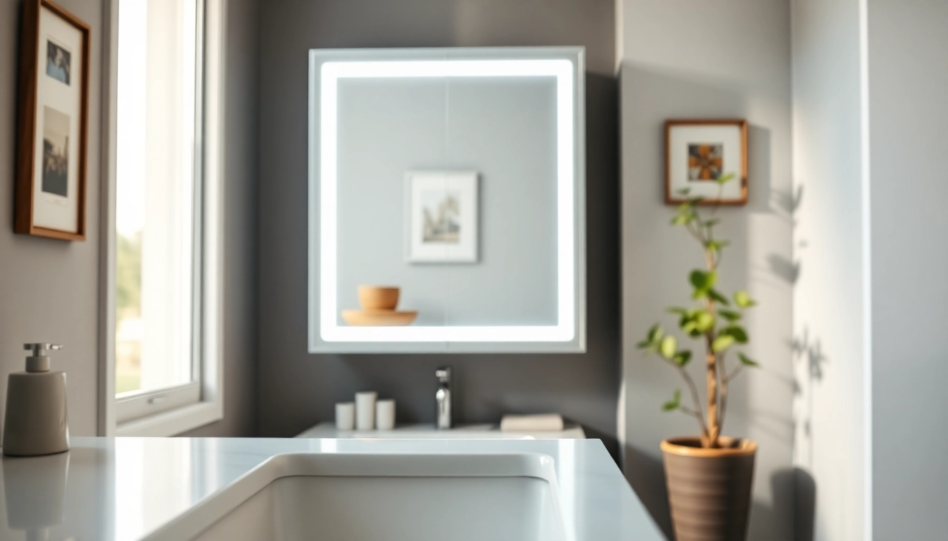 Eleganter spiegelschrank led mit sanfter Beleuchtung und modernem Design im Badezimmer.