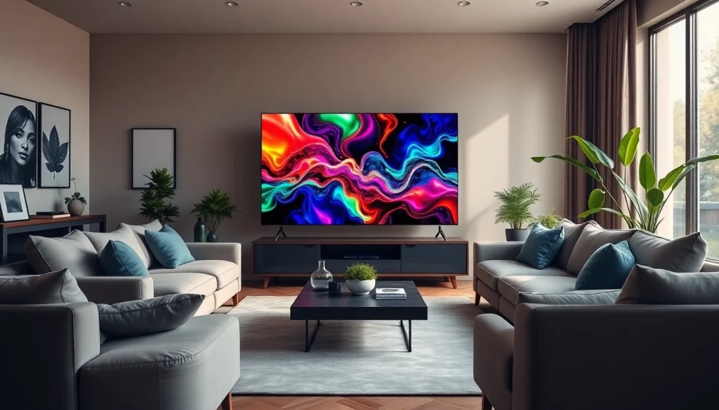 Catch the latest shows on iron tv in a stylish and inviting modern living room setup.