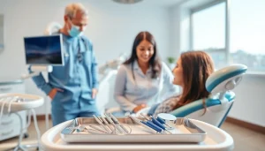 Dentist providing care in a modern dental clinic, ensuring a comfortable environment.