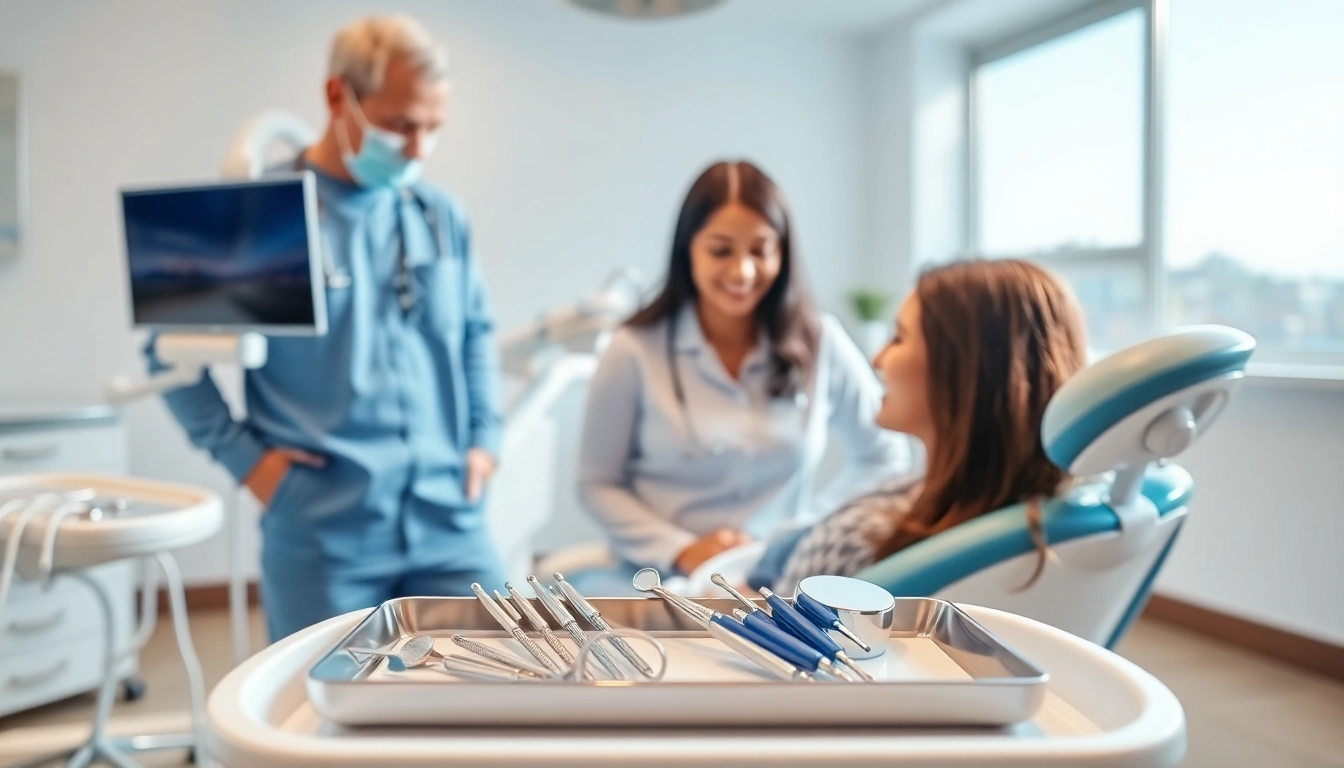 Dentist providing care in a modern dental clinic, ensuring a comfortable environment.